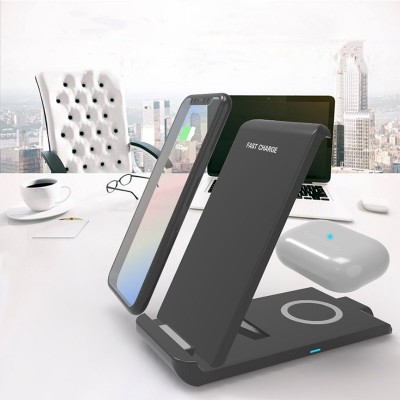 Amazon best seller 20W folding vertical wireless charging two-in-one mobile phone holder fast wireless charger